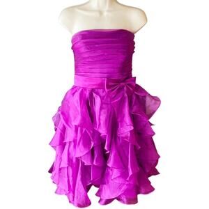 Elegant Purple Ruffle Holiday Sleeveless Party Dress by PRETTY MAIDS ~ Women's 8